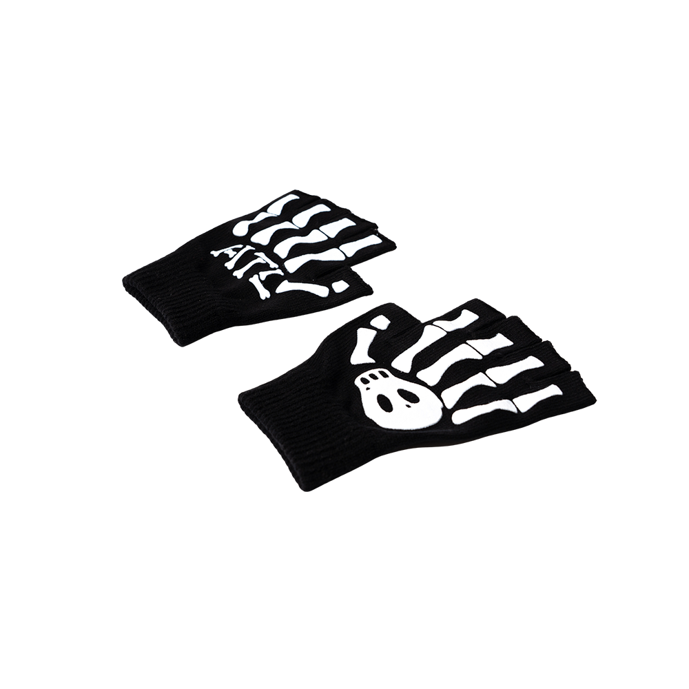 Skull Fingerless Gloves Side