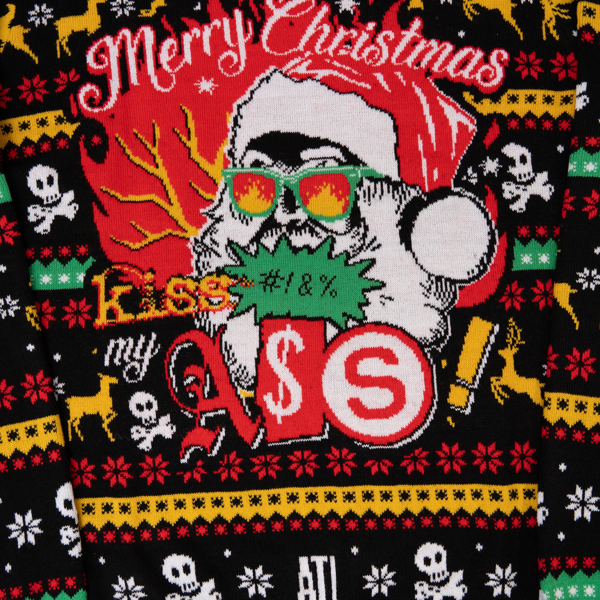 Merry Christmas Kiss My Ass Ugly Sweater Front Detail 1